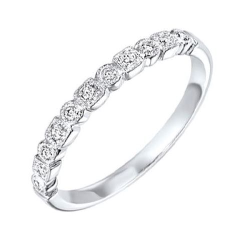 Natural Diamond Stackable Fashion Ring in 10 Karat White with 0.12ctw Various Shapes Diamonds