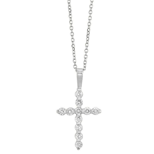 Natural Diamond Necklace in 14 Karat White with 0.73ctw H/I I1 Round Diamonds