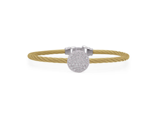 Natural Diamond Bracelet in Stainless Steel Cable - 18 Karat White - Yellow with 0.29ctw Round Diamond