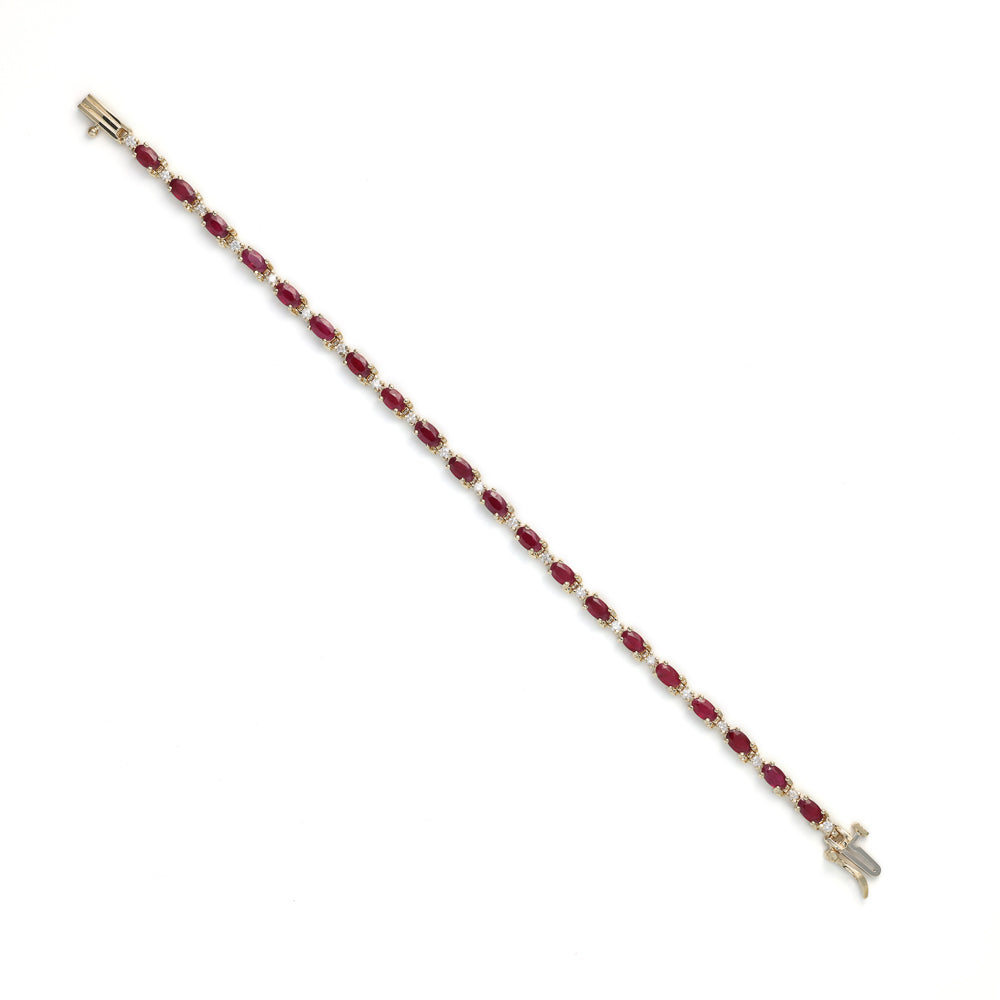 ReMarkable Estate Color Gemstone Bracelet in 14 Karat Yellow Gold with 20 Oval Rubies