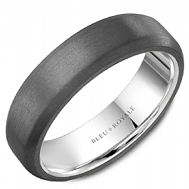 Bleu Royale Collection Carved Band (No Stones) in Tantalum - 14 Karat White - Grey 6MM
