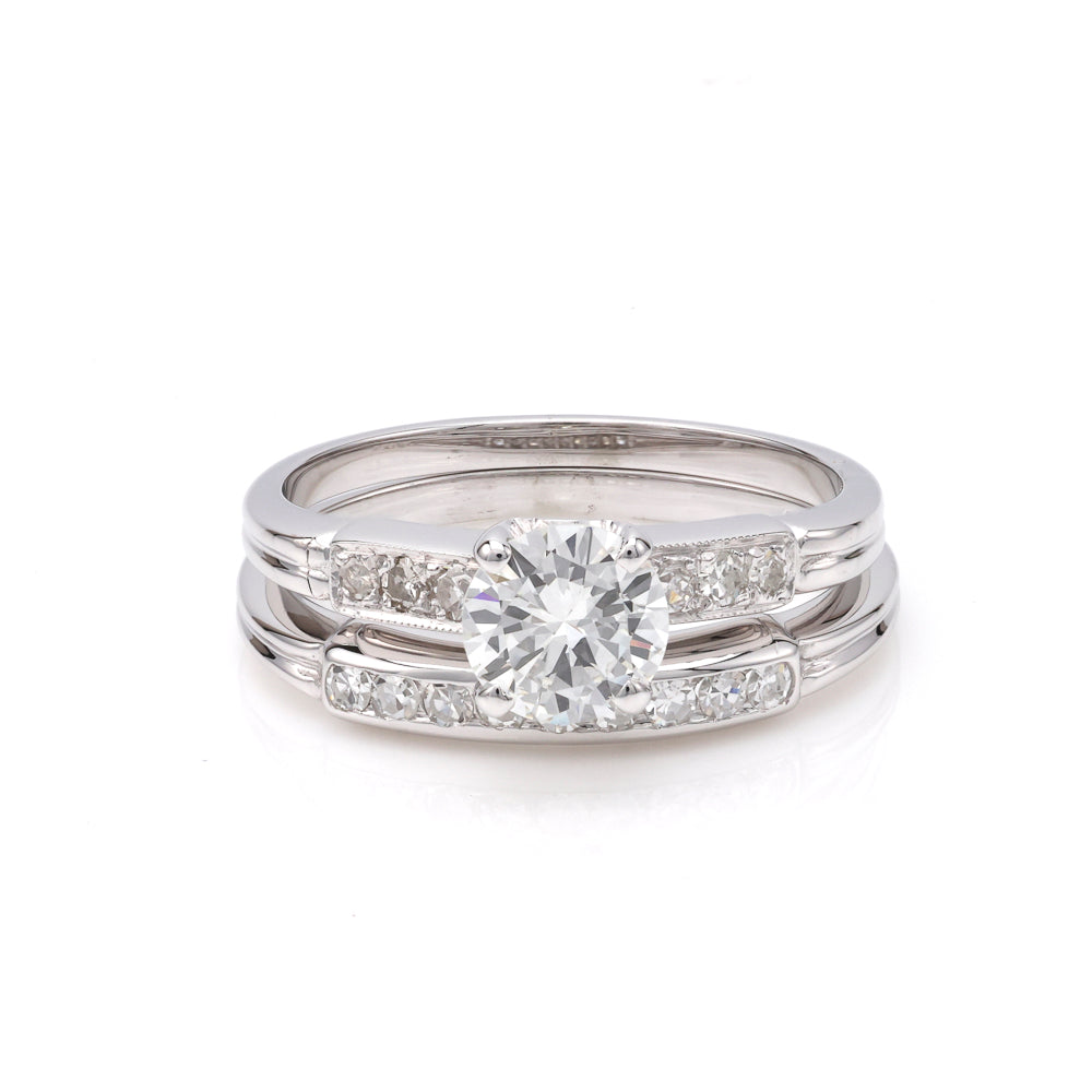18K white gold diamond wedding set