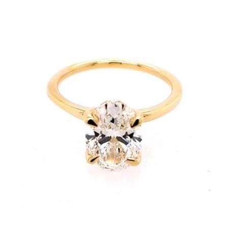 Solitaire Hidden Accent Lab-Grown Diamond Complete Engagement Ring in 14 Karat Yellow with 2.51ctw F VS1 Oval Lab Grown Diamond