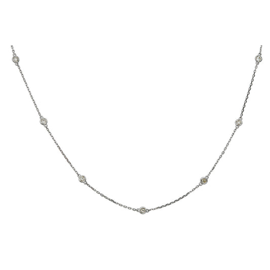 Natural Diamond Necklace in 14 Karat White with 0.99ctw Round Diamonds
