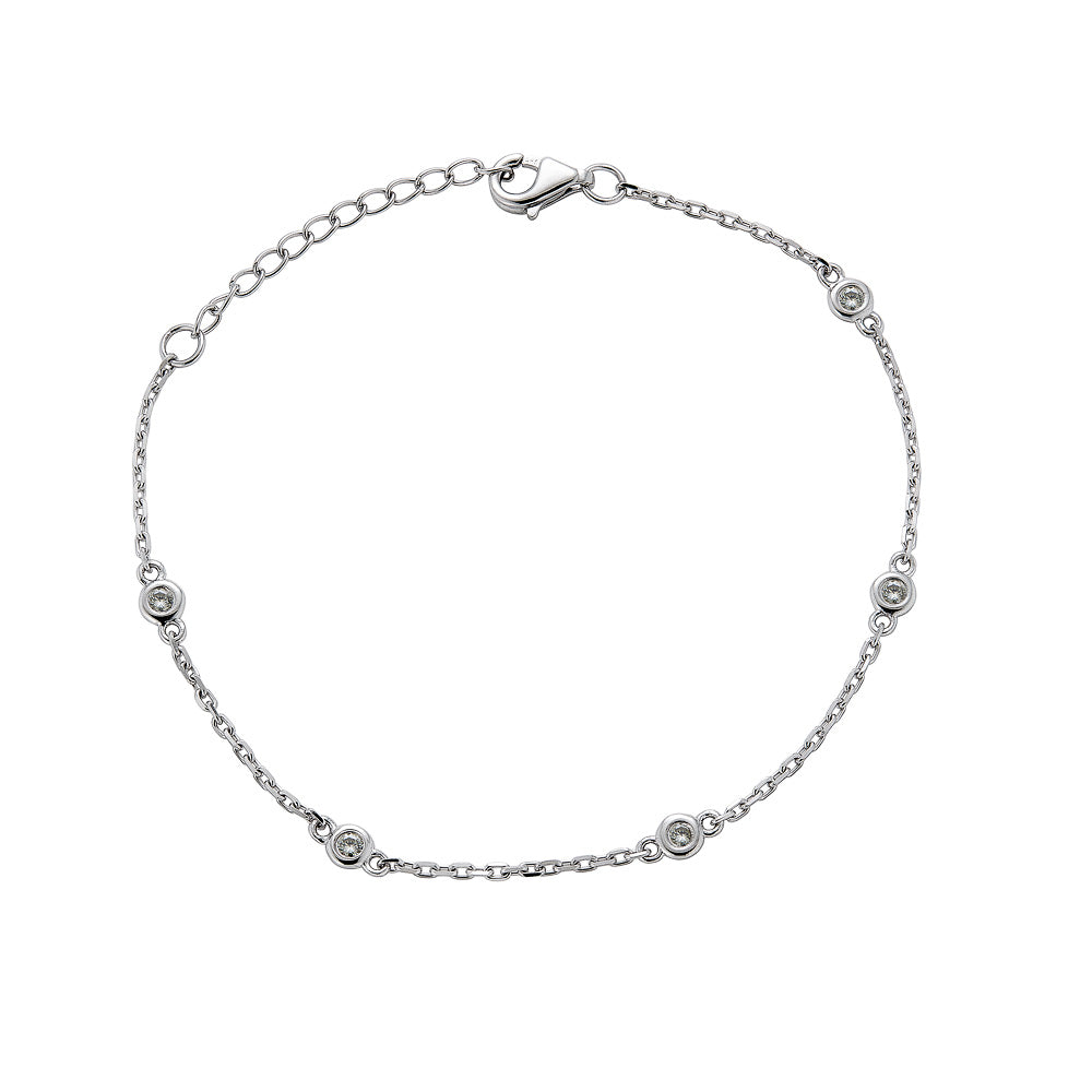 JOCALIO GROUP LLC Natural Diamond Earth Mined Diamond Bracelet in 14 Karat White Gold with 0.15ctw Round Diamonds