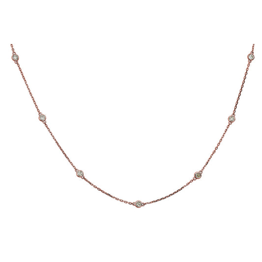 Natural Diamond Necklace in 14 Karat Rose with 1.01ctw H/I I1 Round Diamonds