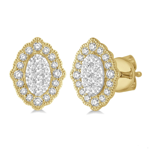 Fashion Forward Collection Stud Natural Diamond Earrings in 14 Karat Yellow with 0.25ctw I/J SI2-I1 Round Diamonds