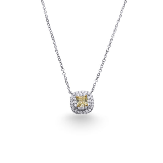 Tiffany &  Co. 18K White Gold Platinum Yellow Diamond and Colorless Diamond Pendant