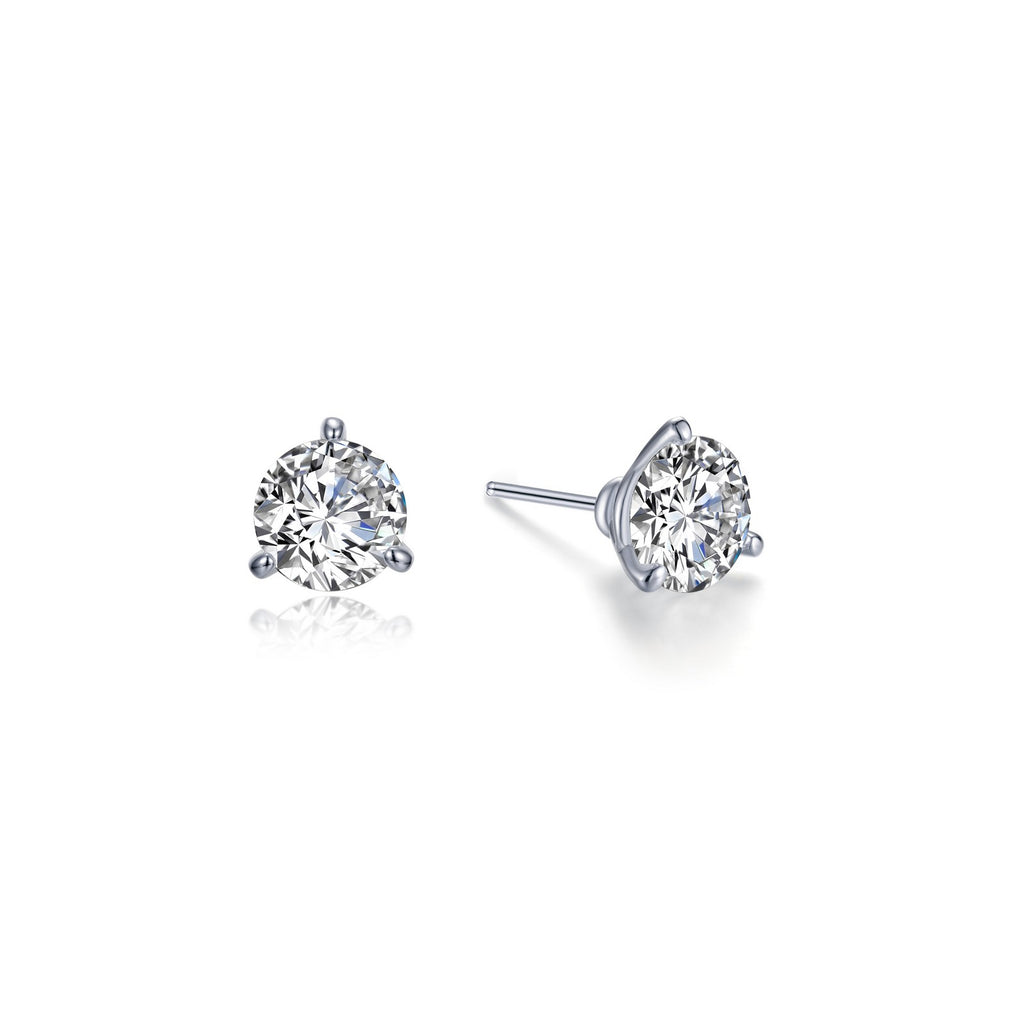 Simulated diamond stud earrings in platinum silver.