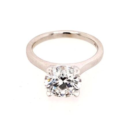 Solitaire Lab-Grown Solitaire Diamond Engagement Ring in 18 Karat White with 2.05Ct D VVS2 Round Center Diamond