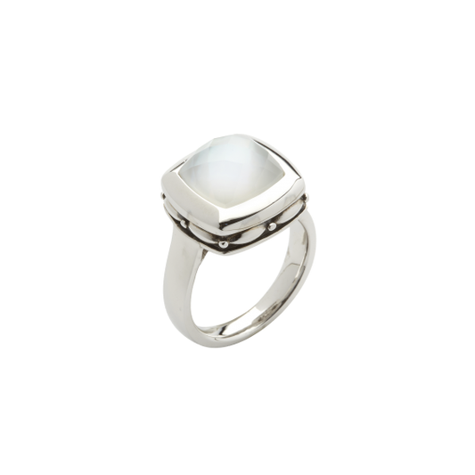 Color Gemstone Ring in Sterling Silver White
