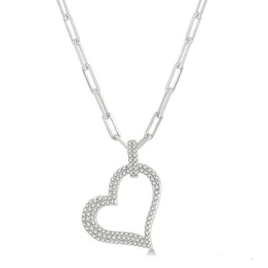 Fashion Forward Collection Natural Diamond Necklace in 14 Karat White with 0.48ctw H/I SI2-I1 Round Diamonds