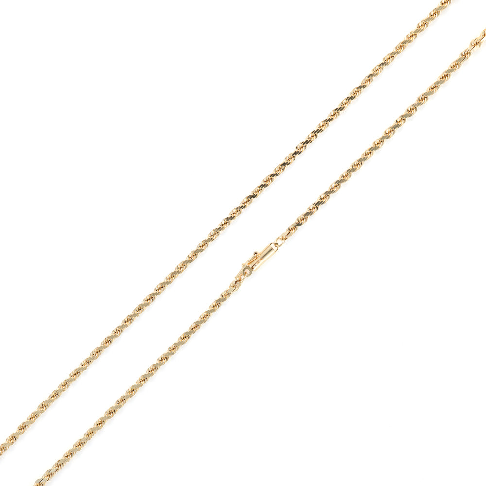 24" Rope 2.35mm Chain in 14 Karat Yellow