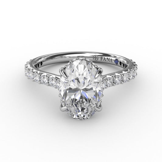 Hidden Accent Natural Diamond Semi-Mount Engagement Ring in 14 Karat White Round Diamond, totaling 0.48ctw