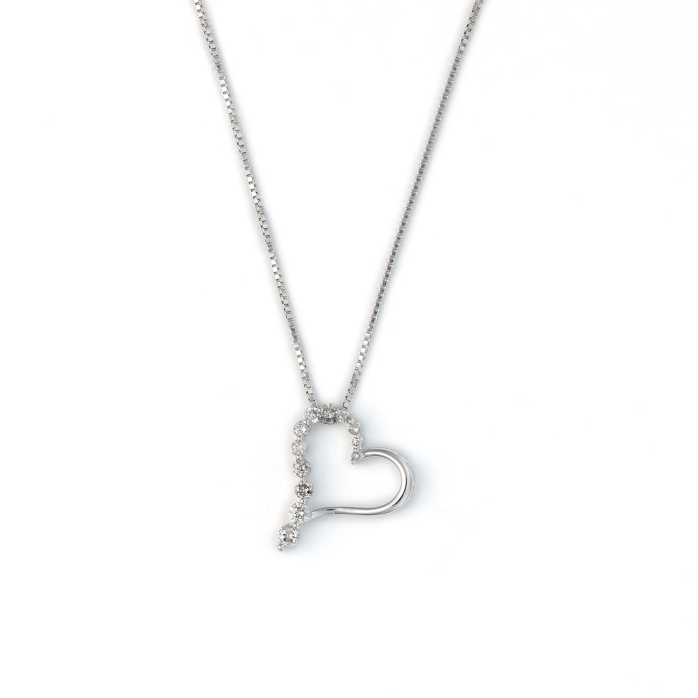 Marks Estate Department 2 Natural Diamond Necklace in 10 Karat White Gold with Round Diamonds