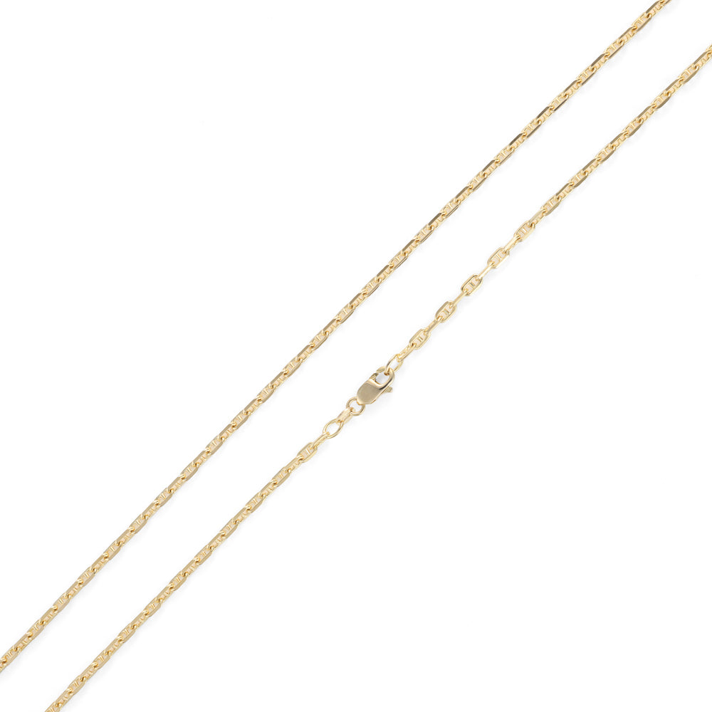 Diamond-cut yellow gold mariner chain.