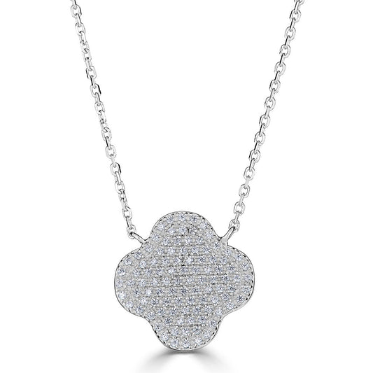 Natural Diamond Necklace in 14 Karat White with 0.30ctw Round Diamond