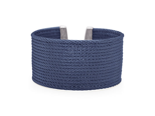 Cuff Bracelet (No Stones) in Stainless Steel Cable Blue