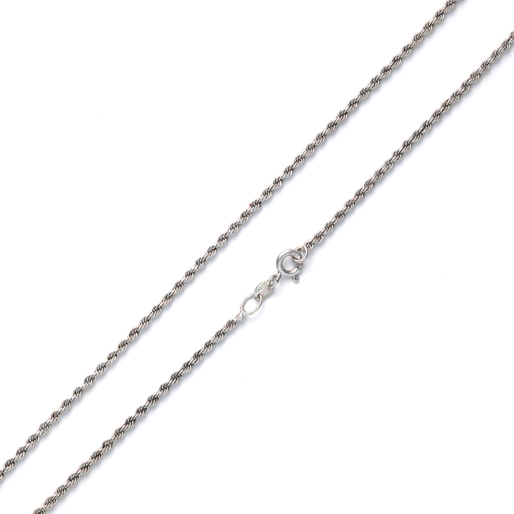 ReMarkable Estate Hollow Rope Chain in 18 Karat White Gold, 16" Length, 1.8mm