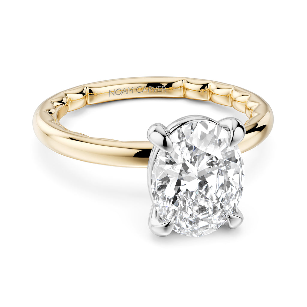 Noam Carver Natural Diamond Semi-Mount Engagement Ring in 14 Karat White Yellow Gold