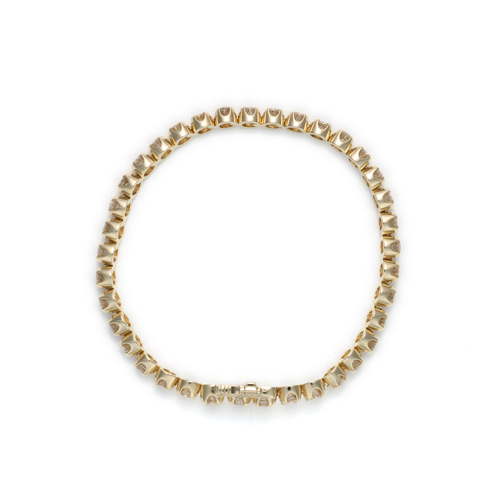 ReMarkable Estate Natural Diamond Bracelet in 14 Karat Yellow Gold with 6.81ctw Champagne I1 Round Diamonds