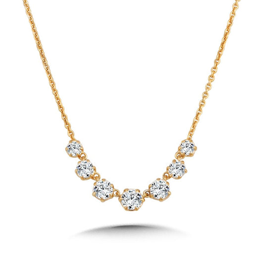 Natural Diamond Necklace in 14 Karat Yellow with 0.95ctw Round Diamonds