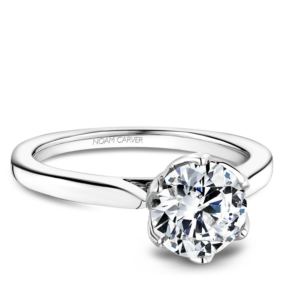 Solitaire diamond ring, 14K white gold.