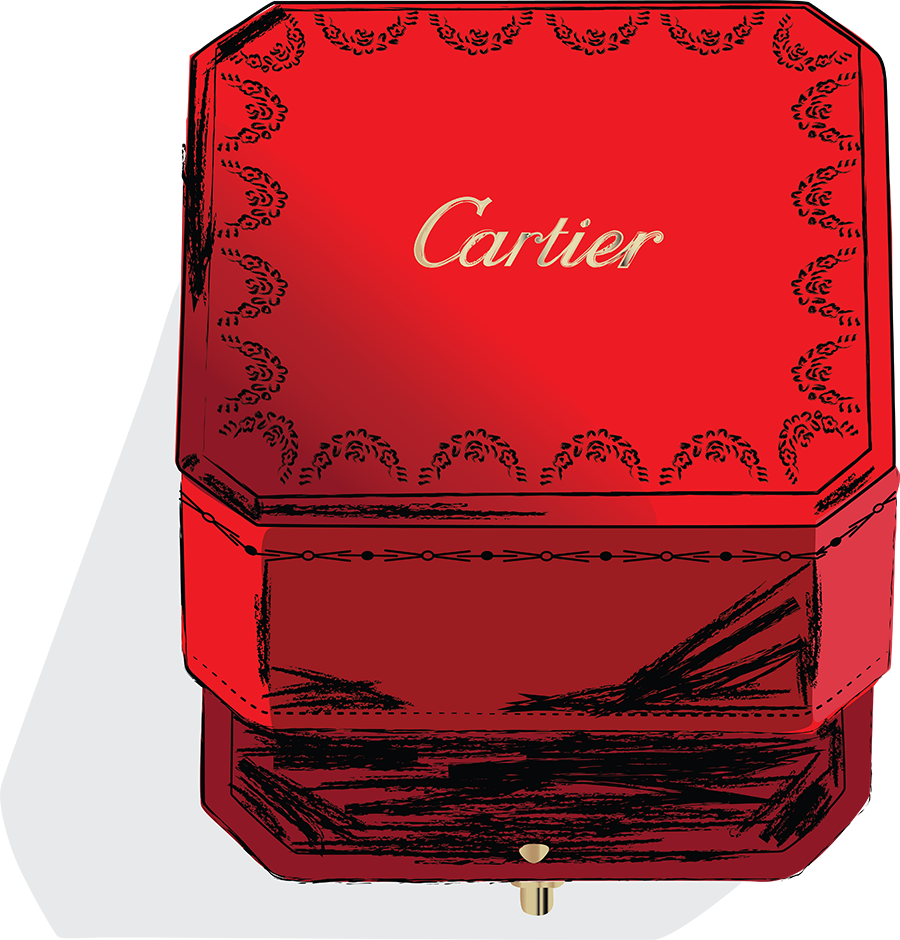 Sketch of Cartier jewelry box