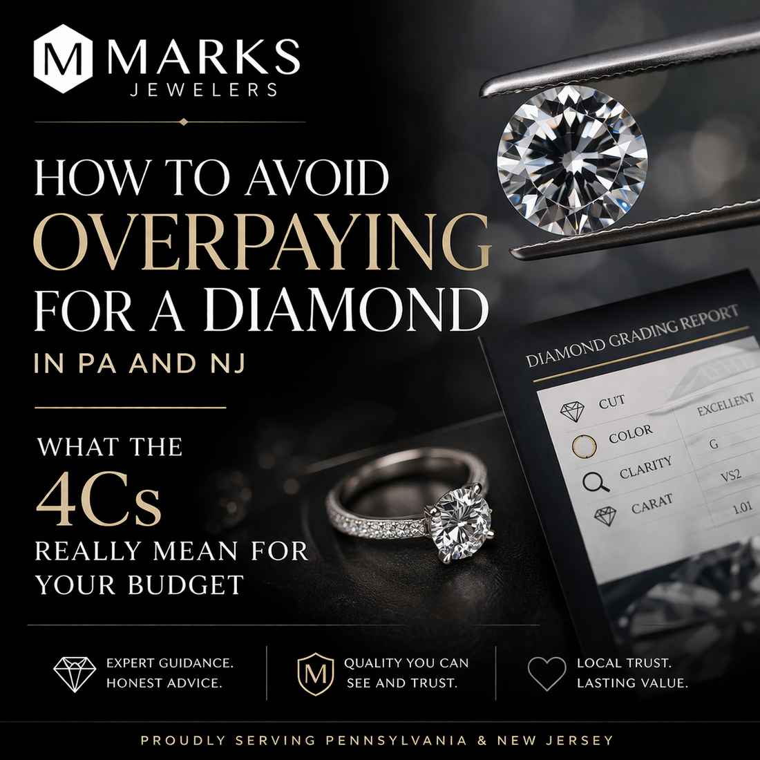 How to Avoid Overpaying for a Diamond in PA and NJ: What the 4Cs Really Mean for Your Budget