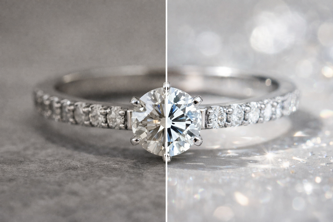 before and after of repaired diamond ring