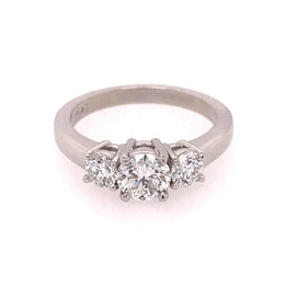 ReMARKable Designs 3-Stone Natural Diamond Complete Engagement Ring in Platinum White with 2.01ctw Round Diamonds, Clarity: SI1, Color: H