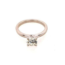 ReMARKable Designs Solitaire Natural Diamond Complete Engagement Ring in 14 Karat White Gold with 1.31ct Round Diamond, Clarity: I2, Color: I