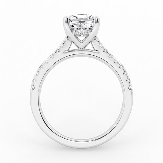 ReMARKable Designs Hidden Accent Complete Engagement Ring in 14 Karat White Gold with 3.08ctw of Round Lab-Grown Diamonds, Clarity: VS1, Color: F