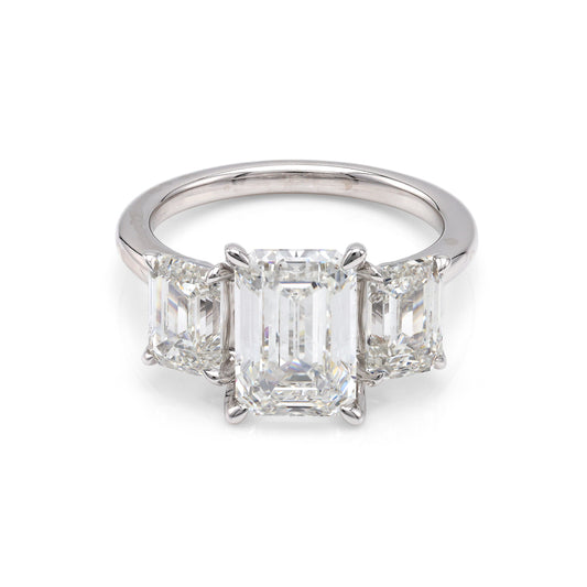 ReMARKable Designs Three Stone Complete Engagement Ring in 14 Karat White Gold with 3.01ctw of Round Lab-Grown Diamonds, Clarity: VS2, Color: F