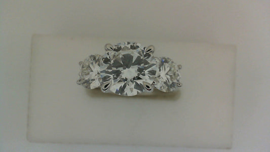 ReMARKable Designs Three Stone Hidden Accent Engagement Ring in 18 Karat White Gold with 3.03ctw of Round Lab-Grown Diamonds, Clarity: VS2, Color: F