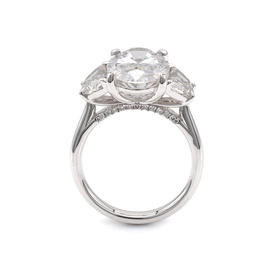 ReMARKable Designs Three Stone Hidden Accent Complete Engagement Ring in 14 Karat White Gold with 5.03ctw of Round Lab-Grown Diamonds, Clarity: VS2, Color: F