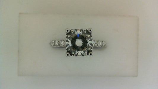 ReMARKable Designs Lab-Grown Diamond Complete Engagement Ring in 14 Karat White Gold with 2.01ct Cushion Center Lab-Grown Diamond, Color: E, Clarity: VS1