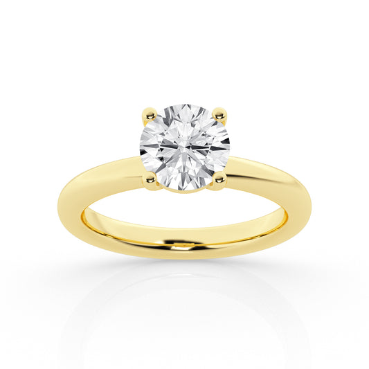 ReMARKable Designs Solitaire Lab-Grown Diamond Complete Engagement Ring in 14 Karat Yellow Gold with 4.13ct Round Center Lab-Grown Diamond, Color: G, Clarity: VS2, Size 7