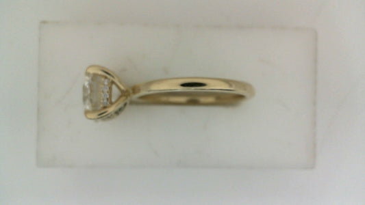 ReMARKable Designs Hidden Accent Lab-Grown Diamond Complete Engagement Ring in 14 Karat Yellow Gold with 3.02ct Round Lab-Grown Diamond, Color: E, Clarity: VS1