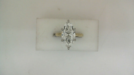 ReMARKable Designs Hidden Accent Lab-Grown Diamond Complete Engagement Ring in 14 Karat White Yellow Gold with 4.16ctw of Round Lab-Grown Diamonds, Clarity: VS2, Color: E