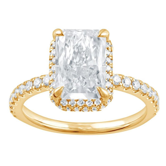 ReMARKable Designs Hidden Accent Side Stone Lab-Grown Diamond Complete Engagement Ring in 14 Karat Yellow Gold, Ladies Size 7