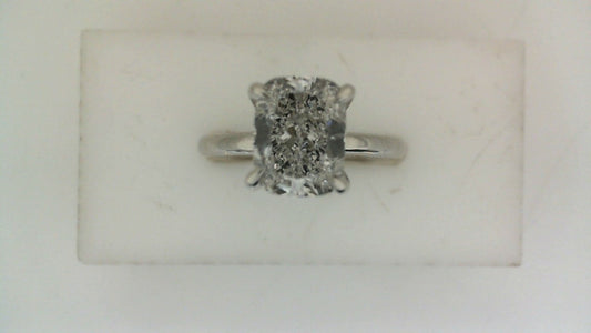ReMARKable Designs Hidden Accent Lab-Grown Diamond Complete Engagement Ring in 14 Karat White Gold with 2.02ct Elongated Cushion Center Lab-Grown Diamond, Color: F, Clarity: VS2