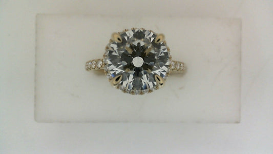 ReMARKable Designs Hidden Accent Side Stone Lab-Grown Diamond Complete Engagement Ring in 14 Karat Yellow Gold, Size 7