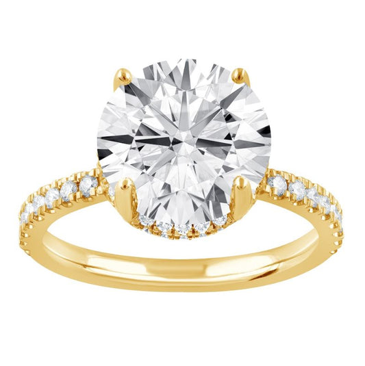 ReMARKable Designs Halo Side-Stone Lab-Grown Diamond Complete Engagement Ring in 14 Karat Yellow Gold