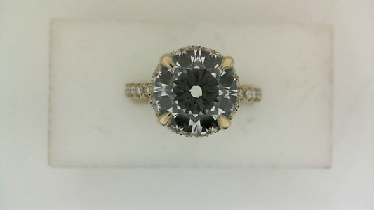 ReMARKable Designs Halo Side-Stone Lab-Grown Diamond Complete Engagement Ring in 14 Karat Yellow Gold