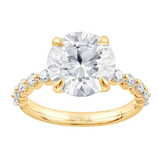 ReMARKable Designs Side Stone Complete Engagement Ring in 14 Karat Yellow Gold with 3.47ctw of Round Lab-Grown Diamonds