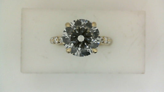ReMARKable Designs Side Stone Complete Engagement Ring in 14 Karat Yellow Gold with 3.47ctw of Round Lab-Grown Diamonds