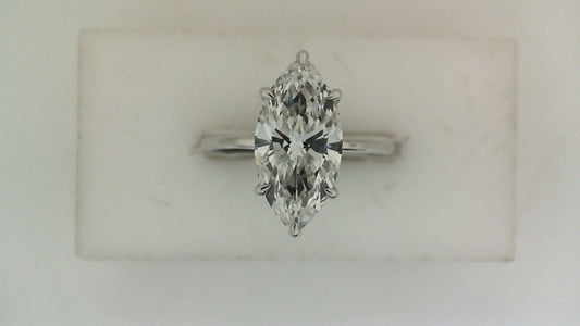 ReMARKable Designs Solitaire Lab-Grown Diamond Complete Engagement Ring in 14 Karat White Gold with 2.01ct Marquise Center Lab-Grown Diamond, Color: F, Clarity: VS2
