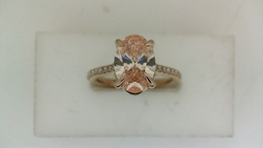 ReMARKable Designs Side Stone Lab-Grown Diamond Complete Engagement Ring in 14 Karat Rose Gold, Size 7