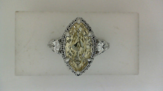 ReMARKable Designs Halo Side-Stone Lab-Grown Diamond Complete Engagement Ring in 14 Karat White Gold with 3.01ct Marquise Lab-Grown Diamond, Clarity: VS1